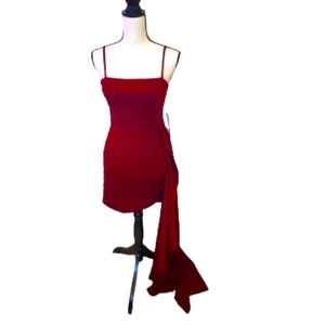 Emerald Sundae Wine  Bodycon Party Dress with Side-Sash Junior Medium,NWT